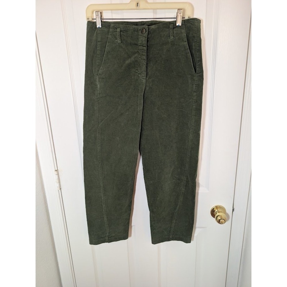AMICI by Baci Olive Green‎ Velvet Texture 100% Cotton  Cropped Pants Size S
